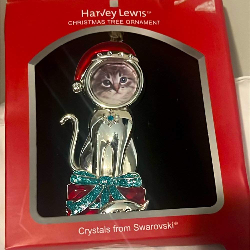 New Best Cat photo frame Swarovski Crystal Cat Harvey Lewis Christmas ornament